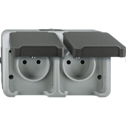 Merten SCHUKO-Doppel-Steckdose MEG2520-8029 lichtgrau