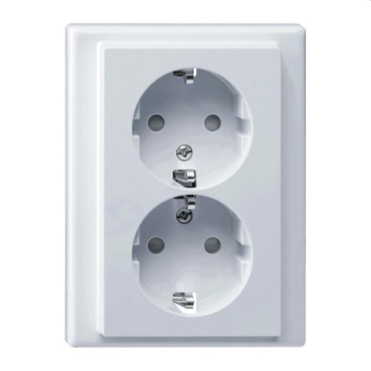 Merten SCHUKO-Doppel-Steckdose BRS Steckklemmen aktivweiss glaenzend