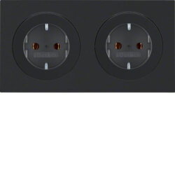 Berker SCHUKO-Steckdose M347202045 2fach schwarz glaenzend