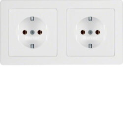 Berker SCHUKO-Steckdose M347206089 2fach polarweiss samt