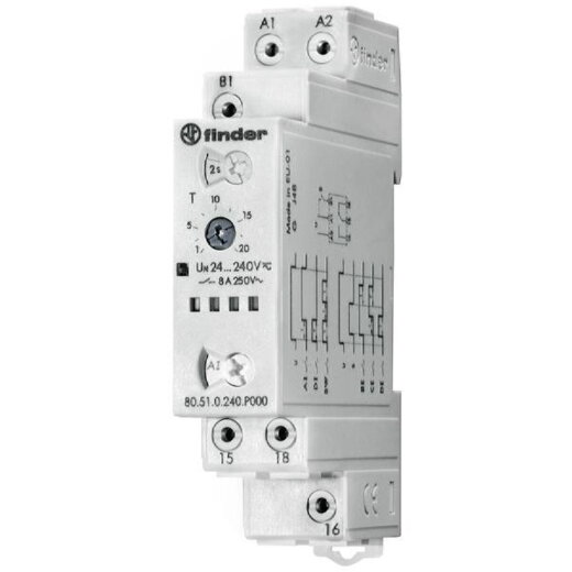 Finder Zeitrelais 6 Zeitfunktionen 1 Wechsler 8A 24-240V