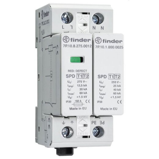Finder SPD Überspannungsableiter 7P.12.8.275.1012 Typ 1 1phasig