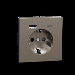 Merten Steckdose SCHUKO USB A+C 3A Nickel Metallic System...