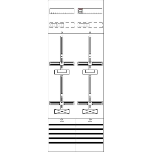 ABB Striebel & John DF29A2XXBM Zählerfeld 9RE 2ZM vorverd. mit Zählerkreuz 16qmm
