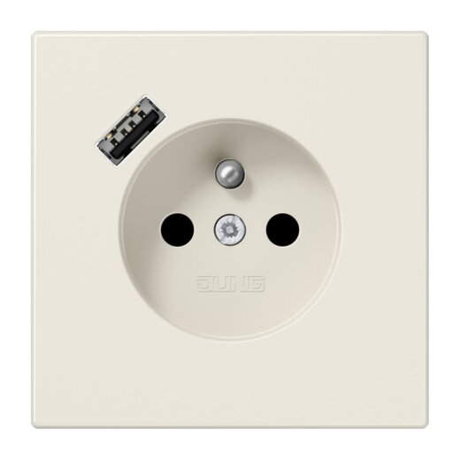 Jung Steckdose, französisch/belgisches System 16 A 250 V ~, mit USB-Ladegerät 1 x Typ A, SAFETY+, Serie LS, weiß LS1520F-18A