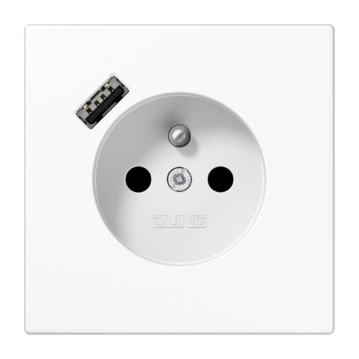 Jung Steckdose, französisch/belgisches System 16 A 250 V ~, mit USB-Ladegerät 1 x Typ A, SAFETY+, Serie LS, alpinwe LS1520F-18AWW