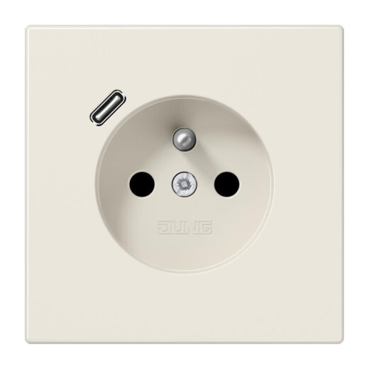 Jung Steckdose, französisch/belgisches System 16 A 250 V ~, mit USB-Ladegerät 1 x Typ C, SAFETY+, Serie LS, weiß LS1520F-18C