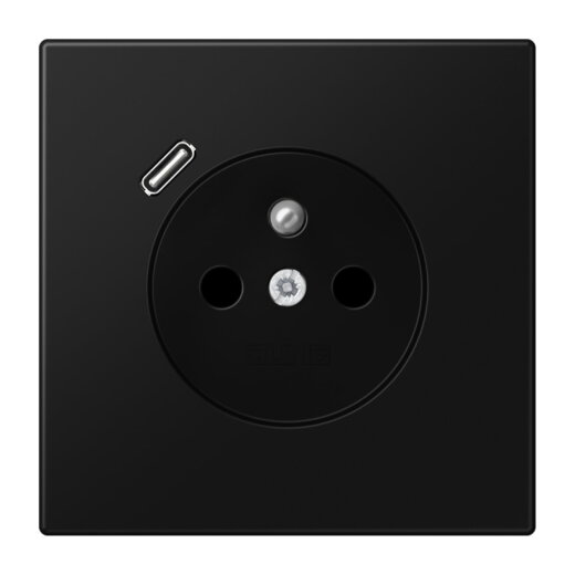 Jung Steckdose, französisch/belgisches System 16 A 250 V ~, mit USB-Ladegerät 1 x Typ C, SAFETY+, Serie LS, graphit LS1520F-18CSWM
