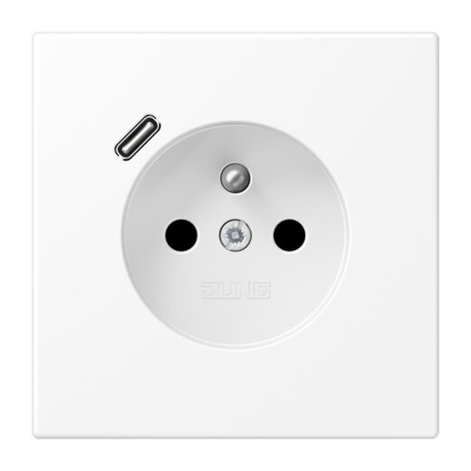 Jung Steckdose, französisch/belgisches System 16 A 250 V ~, mit USB-Ladegerät 1 x Typ C, SAFETY+, Serie LS, schneew LS1520F-18CWWM
