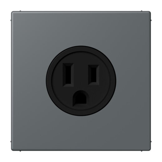 Jung Steckdose, US-Norm NEMA, 15 A 125 V ~, Schraubklemmen, ohne Krallen, Thermoplast lackiert, Serie LS, gris foncé 31 LC521-15202