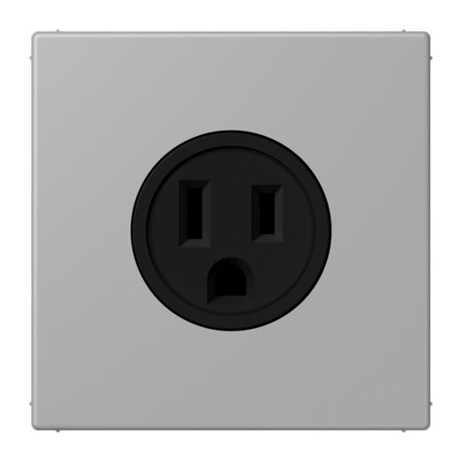 Jung Steckdose, US-Norm NEMA, 15 A 125 V ~, Schraubklemmen, ohne Krallen, Thermoplast lackiert, Serie LS, gris moyen LC521-15204