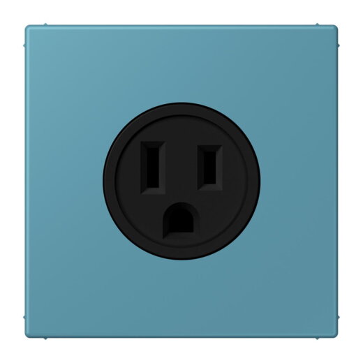 Jung Steckdose, US-Norm NEMA, 15 A 125 V ~, Schraubklemmen, ohne Krallen, Thermoplast lackiert, Serie LS, céruléen vif LC521-15212