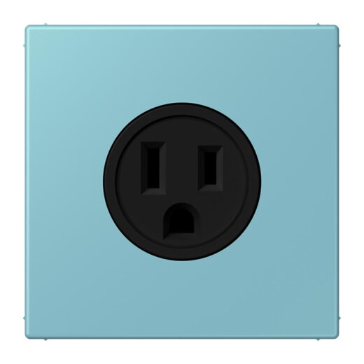 Jung Steckdose, US-Norm NEMA, 15 A 125 V ~, Schraubklemmen, ohne Krallen, Thermoplast lackiert, Serie LS, céruléen moyen LC521-15213