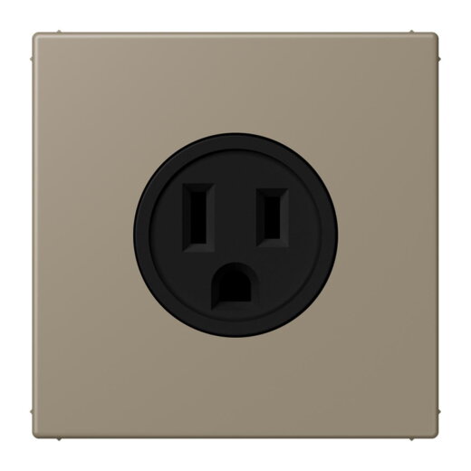 Jung Steckdose, US-Norm NEMA, 15 A 125 V ~, Schraubklemmen, ohne Krallen, Thermoplast lackiert, Serie LS, ombre naturelle moyenne LC521-15242