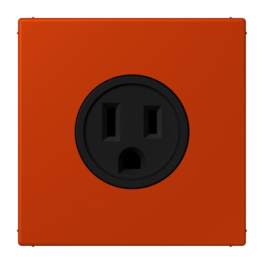 Jung Steckdose, US-Norm NEMA, 15 A 125 V ~, Schraubklemmen, ohne Krallen, Thermoplast lackiert, Serie LS, rouge vermillon 59 LC521-15244