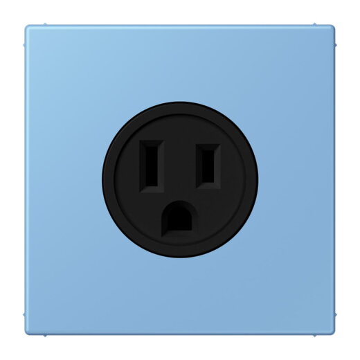 Jung Steckdose, US-Norm NEMA, 15 A 125 V ~, Schraubklemmen, ohne Krallen, Thermoplast lackiert, Serie LS, bleu céruléen 59 LC521-15256