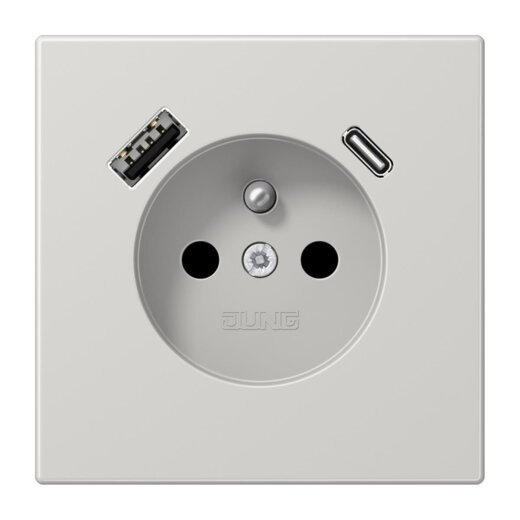 Jung Steckdose, französisch/belgisches System 16 A 250 V ~, mit USB-Ladegerät 1 x Typ A + 1 x Typ C, SAFETY+, Serie LS1520F-15CALG