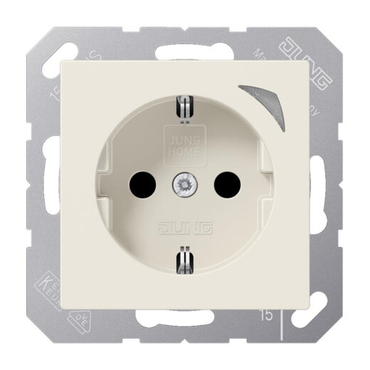 Jung HOME SCHUKO® Steckdose, 16 A 250 V ~, Schraubklemmen, mit Funktionsanzeige, SAFETY+, Thermoplast, Serie A BTA1521S