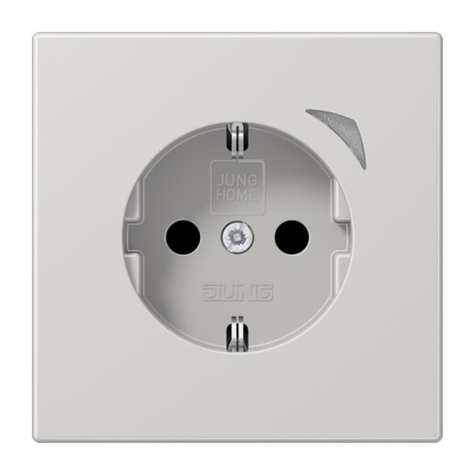Jung SCHUKO Steckdose, 16 A 250 V ~, Schraubklemmen, mit Funktionsanzeige, SAFETY+, Thermoplast, Serie LS, lichtgra BTLS1521SLG
