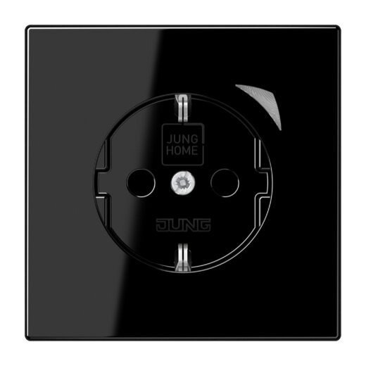 Jung SCHUKO Steckdose, 16 A 250 V ~, Schraubklemmen, mit Funktionsanzeige, SAFETY+, Thermoplast, Serie LS, schwarz BTLS1521SSW