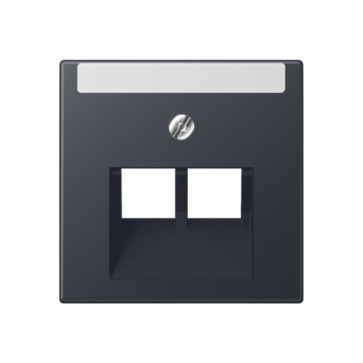 Jung Abdeckung für IAE/UAE-Anschlussdosen 2 x 8-polig, mit Schriftfeld, Thermoplast lackiert, Serie A, anthrazit matt A569-2NAPLUAANM