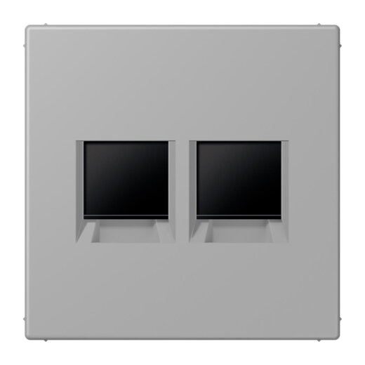 Jung Abdeckung (gerastet) für Modular-Jack-Steckbuchsen 2fach, Serie LS, gris moyen LC1969-2WE204