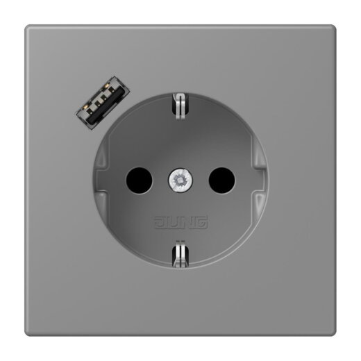 Jung SCHUKO Steckdose 16 A 250 V ~, mit USB-Ladegerät 1 x Typ A, SAFETY+, Serie LS, gris 31 LC1520-18A203