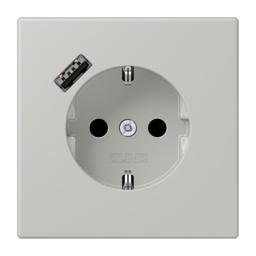 Jung SCHUKO Steckdose 16 A 250 V ~, mit USB-Ladegerät 1 x Typ A, SAFETY+, Serie LS, gris clair 31 LC1520-18A205