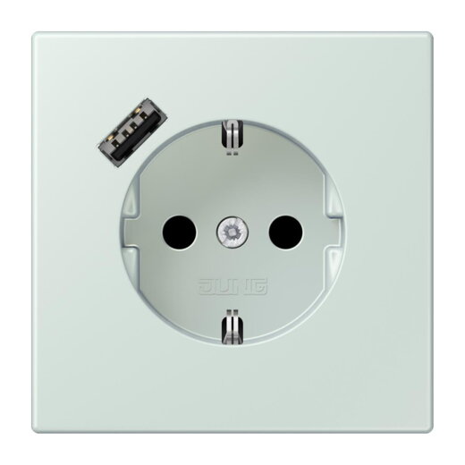 Jung SCHUKO Steckdose 16 A 250 V ~, mit USB-Ladegerät 1 x Typ A, SAFETY+, Serie LS, céruléen pale LC1520-18A215