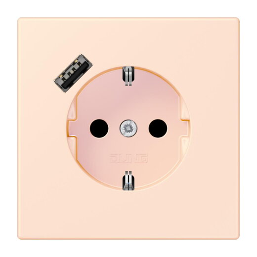 Jung SCHUKO Steckdose 16 A 250 V ~, mit USB-Ladegerät 1 x Typ A, SAFETY+, Serie LS, orange pâle LC1520-18A226