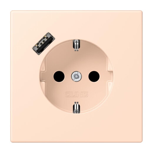 Jung SCHUKO Steckdose 16 A 250 V ~, mit USB-Ladegerät 1 x Typ A, SAFETY+, Serie LS, rose pâle LC1520-18A228