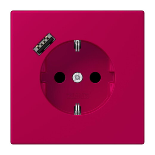 Jung SCHUKO Steckdose 16 A 250 V ~, mit USB-Ladegerät 1 x Typ A, SAFETY+, Serie LS, rouge rubia LC1520-18A230