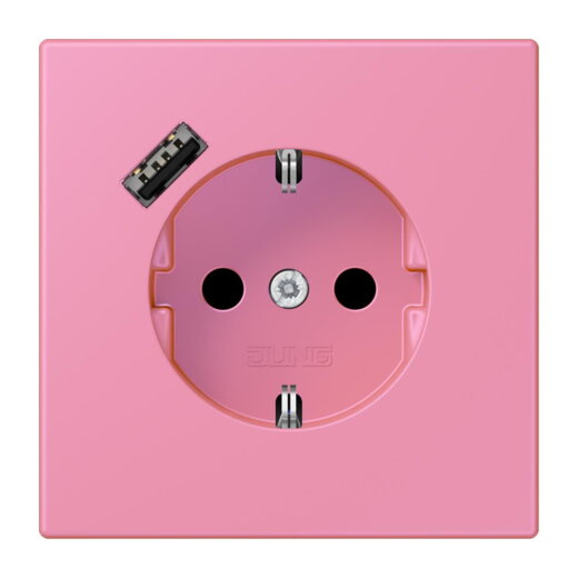 Jung SCHUKO Steckdose 16 A 250 V ~, mit USB-Ladegerät 1 x Typ A, SAFETY+, Serie LS, rose vif LC1520-18A246