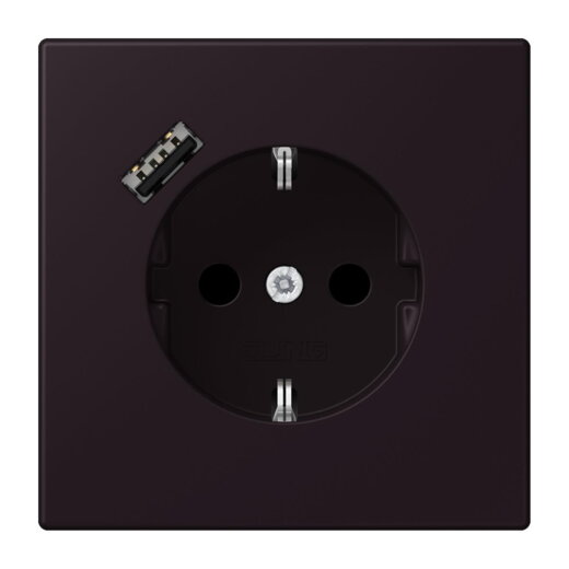 Jung SCHUKO Steckdose 16 A 250 V ~, mit USB-Ladegerät 1 x Typ A, SAFETY+, Serie LS, noir divoire LC1520-18A248