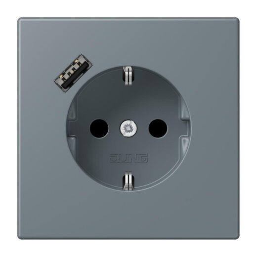Jung SCHUKO Steckdose 16 A 250 V ~, mit USB-Ladegerät 1 x Typ A, SAFETY+, Serie LS, gris 59 LC1520-18A251