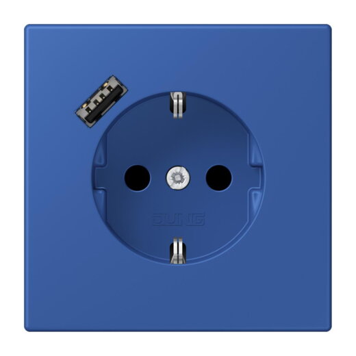 Jung SCHUKO Steckdose 16 A 250 V ~, mit USB-Ladegerät 1 x Typ A, SAFETY+, Serie LS, bleu outremer 59 LC1520-18A253