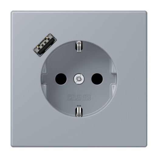 Jung SCHUKO Steckdose 16 A 250 V ~, mit USB-Ladegerät 1 x Typ A, SAFETY+, Serie LS, gris clair 59 LC1520-18A257
