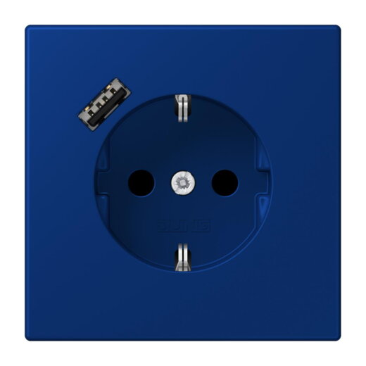 Jung SCHUKO Steckdose 16 A 250 V ~, mit USB-Ladegerät 1 x Typ A, SAFETY+, Serie LS, bleu outremer foncé LC1520-18A261