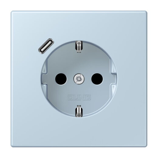 Jung SCHUKO Steckdose 16 A 250 V ~, mit USB-Ladegerät 1 x Typ C, SAFETY+, Serie LS, outremerclair LC1520-18C208