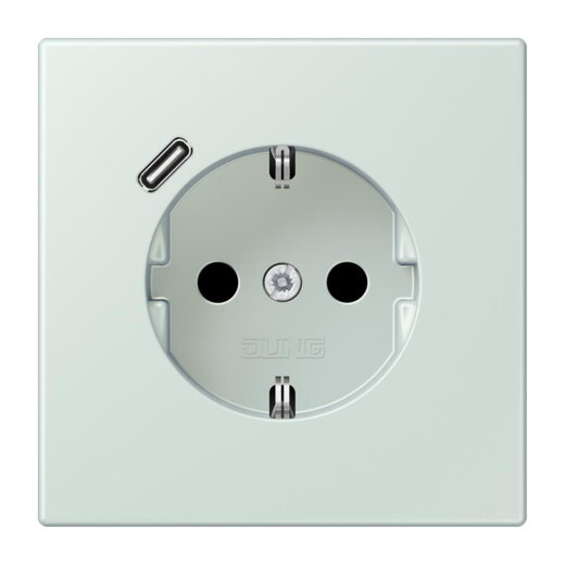 Jung SCHUKO Steckdose 16 A 250 V ~, mit USB-Ladegerät 1 x Typ C, SAFETY+, Serie LS, céruléen pale LC1520-18C215