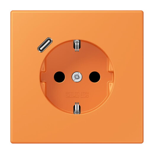 Jung SCHUKO Steckdose 16 A 250 V ~, mit USB-Ladegerät 1 x Typ C, SAFETY+, Serie LS, orange clair LC1520-18C225