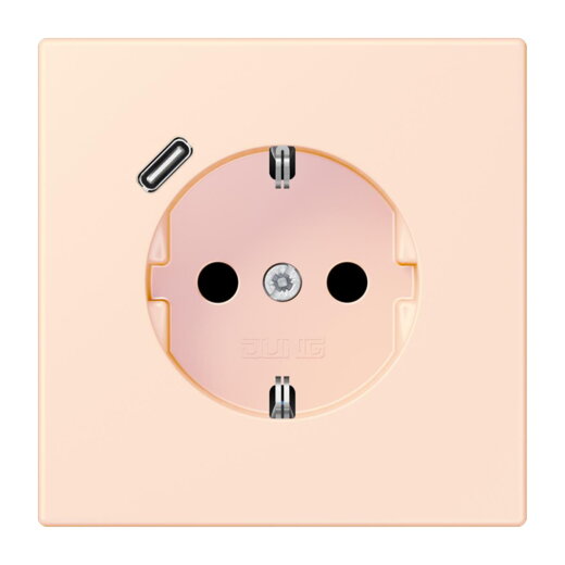 Jung SCHUKO Steckdose 16 A 250 V ~, mit USB-Ladegerät 1 x Typ C, SAFETY+, Serie LS, orange pâle LC1520-18C226