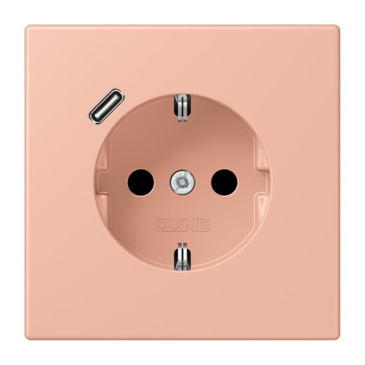 Jung SCHUKO Steckdose 16 A 250 V ~, mit USB-Ladegerät 1 x Typ C, SAFETY+, Serie LS, rose clair LC1520-18C231