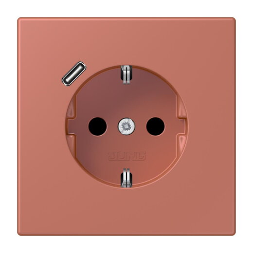 Jung SCHUKO Steckdose 16 A 250 V ~, mit USB-Ladegerät 1 x Typ C, SAFETY+, Serie LS, terre sienne brique LC1520-18C236