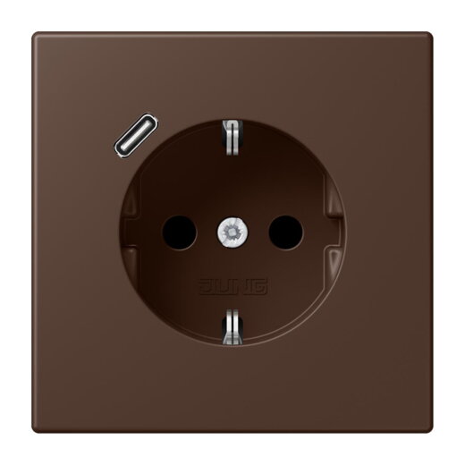 Jung SCHUKO Steckdose 16 A 250 V ~, mit USB-Ladegerät 1 x Typ C, SAFETY+, Serie LS, terre dombre br?lée 31 LC1520-18C239