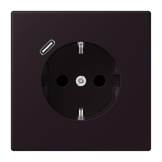 Jung SCHUKO Steckdose 16 A 250 V ~, mit USB-Ladegerät 1 x Typ C, SAFETY+, Serie LS, noir divoire LC1520-18C248