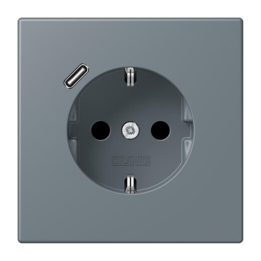 Jung SCHUKO Steckdose 16 A 250 V ~, mit USB-Ladegerät 1 x Typ C, SAFETY+, Serie LS, gris 59 LC1520-18C251