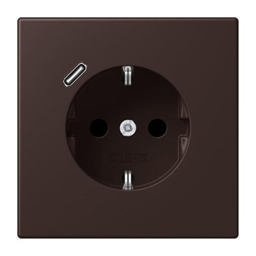 Jung SCHUKO Steckdose 16 A 250 V ~, mit USB-Ladegerät 1 x Typ C, SAFETY+, Serie LS, terre d?ombre br?lée 59 LC1520-18C252