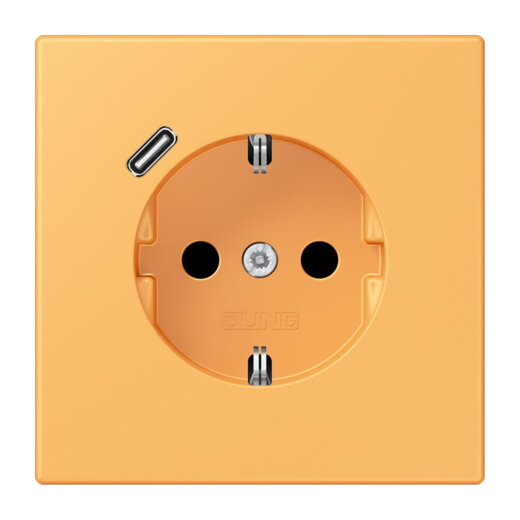 Jung SCHUKO Steckdose 16 A 250 V ~, mit USB-Ladegerät 1 x Typ C, SAFETY+, Serie LS, ocre jaune clair LC1520-18C254