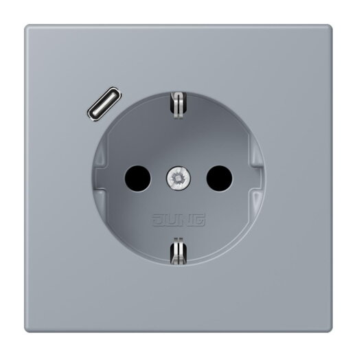 Jung SCHUKO Steckdose 16 A 250 V ~, mit USB-Ladegerät 1 x Typ C, SAFETY+, Serie LS, gris clair 59 LC1520-18C257